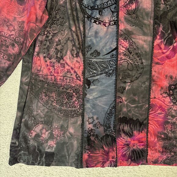 Serenade Top Women’s Size 1X Black Red Fairy Grunge Goth Vamp Tie Dye Whimsigoth - Picture 6 of 14